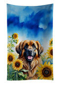Leonberger in Sunflowers Kitchen Towel Velour Plush Front and Cotton Loop Back Machine Washable