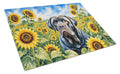 Neapolitan Mastiff in Sunflowers Cutting Board Tempered Glass Kitchen Cutting Surface, Heat Resistant Chopping Board with Non-Slip Feet, Decorative Food Prep & Serving