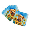 Norfolk Terrier in Sunflowers Foam Coasters Set of 4 Cup Coasters for Indoor Outdoor, Tabletop Protection, Anti Slip, Mouse pad Material