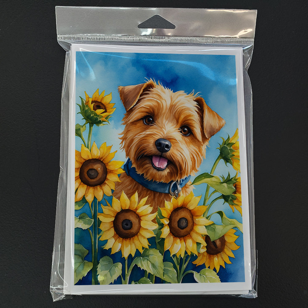 Norfolk Terrier in Sunflowers Greeting Cards Pack of 8 Blank Cards with Envelopes Whimsical A7 Size 5x7