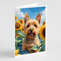 Norwich Terrier in Sunflowers Greeting Cards Pack of 8 Blank Cards with Envelopes Whimsical A7 Size 5x7