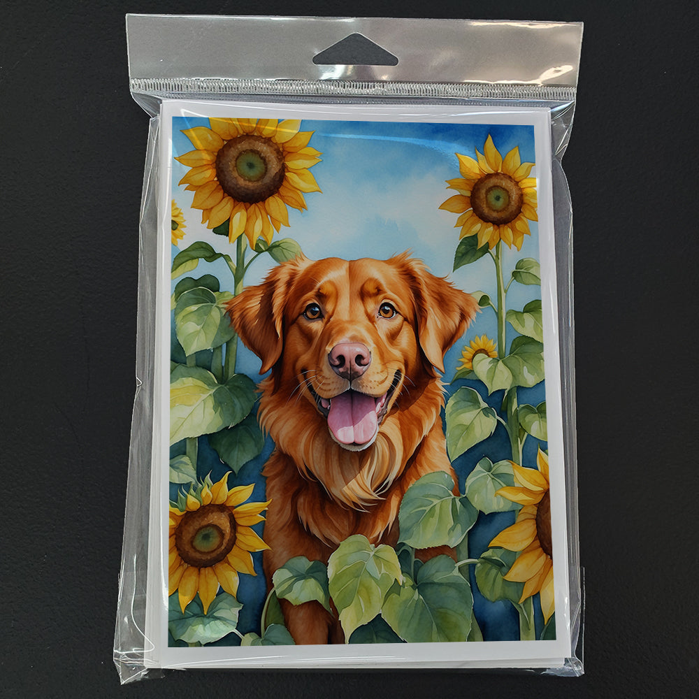 Nova Scotia Duck Toller in Sunflowers Greeting Cards Pack of 8 Blank Cards with Envelopes Whimsical A7 Size 5x7