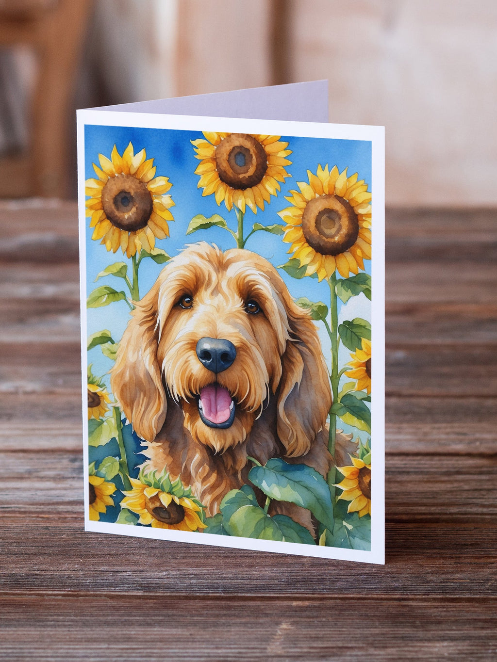 Otterhound in Sunflowers Greeting Cards Pack of 8 Blank Cards with Envelopes Whimsical A7 Size 5x7