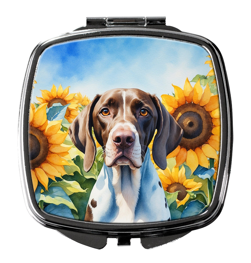 Pointer in Sunflowers Compact Mirror Decorative Travel Makeup Mirror for Women Girls Gifts Pocket Makeup Mirror Folding Handheld