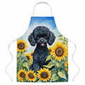 Black Poodle in Sunflowers Apron Cooking Kitchen Server Baking Crafts Gardening for Adult Women Men, Unisex, Large, Multicolor