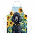 Black Poodle in Sunflowers Apron Cooking Kitchen Server Baking Crafts Gardening for Adult Women Men, Unisex, Large, Multicolor