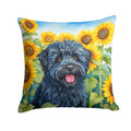 Puli in Sunflowers Decorative Throw Pillow 14x14 Indoor Outdoor Accent Cushion, Fabric Cover with Insert for Sofa, Bed, Porch & Living Room