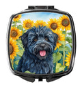 Puli in Sunflowers Compact Mirror Decorative Travel Makeup Mirror for Women Girls Gifts Pocket Makeup Mirror Folding Handheld
