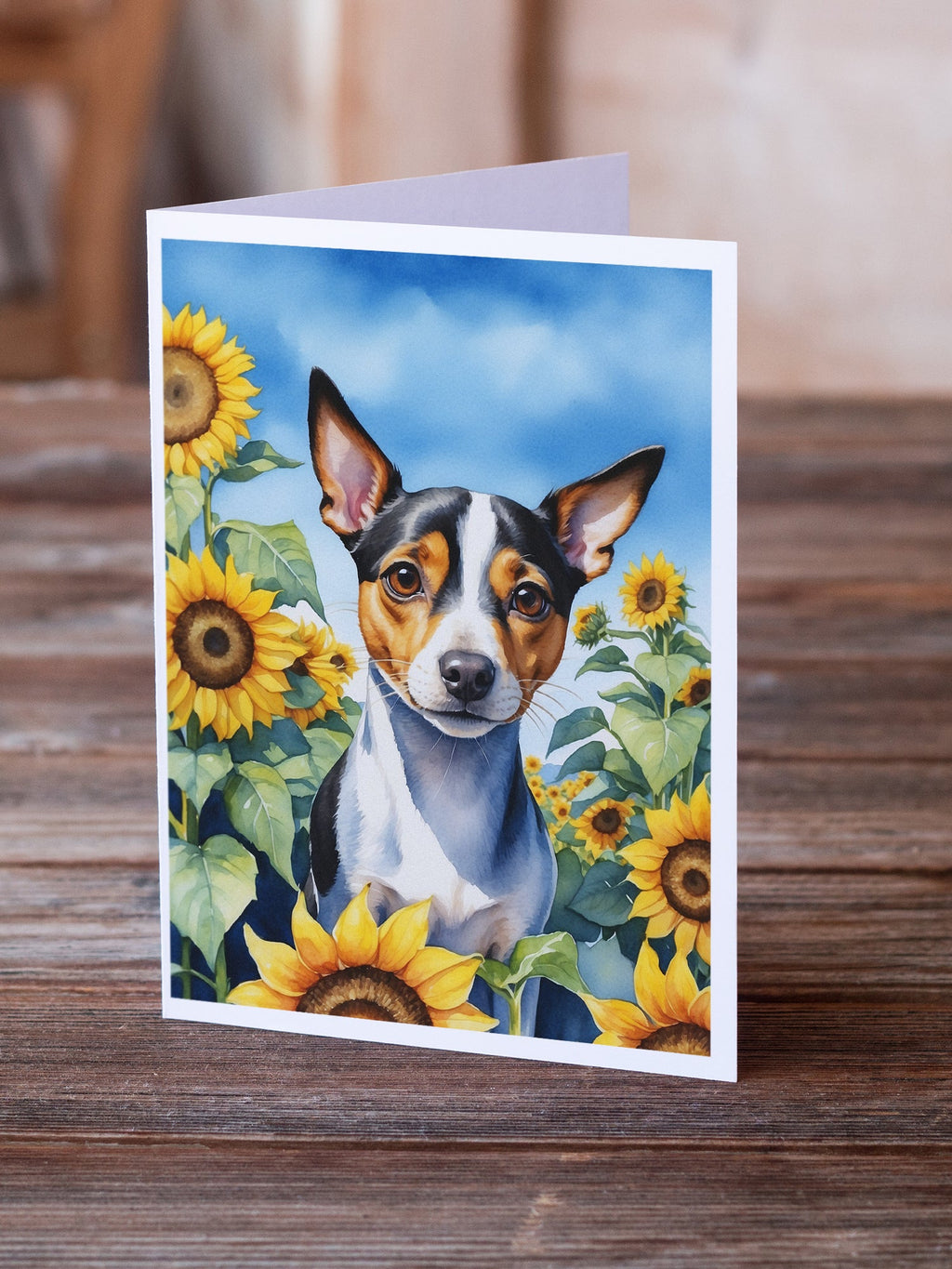 Rat Terrier in Sunflowers Greeting Cards Pack of 8 Blank Cards with Envelopes Whimsical A7 Size 5x7