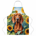 Redbone Coonhound in Sunflowers Apron Cooking Kitchen Server Baking Crafts Gardening for Adult Women Men, Unisex, Large, Multicolor