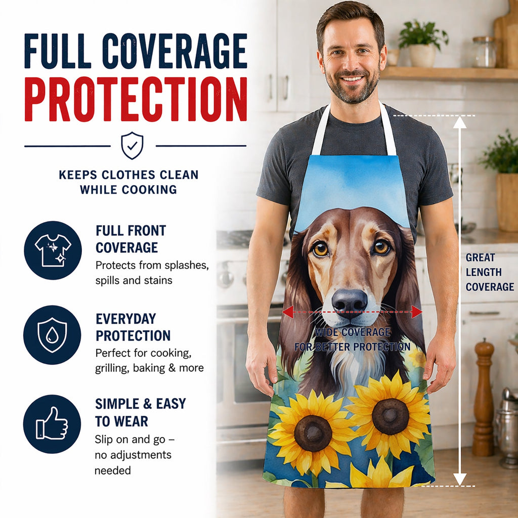 Saluki in Sunflowers Apron Cooking Kitchen Server Baking Crafts Gardening for Adult Women Men, Unisex, Large, Multicolor