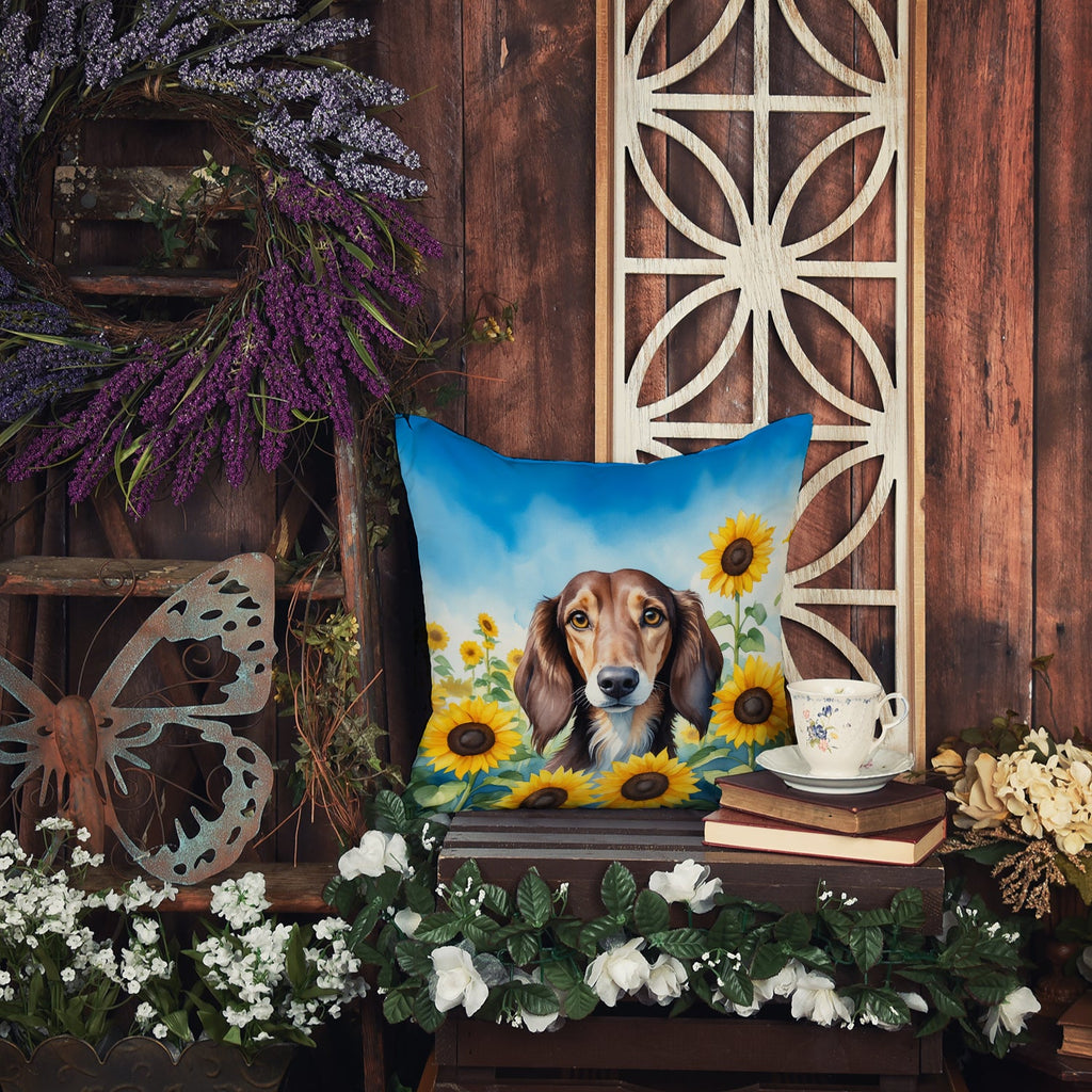 Saluki in Sunflowers Decorative Throw Pillow 18x18 Indoor Outdoor Accent Cushion, Fabric Cover with Insert for Sofa, Bed, Porch & Living Room