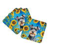 Schnauzer in Sunflowers Foam Coasters Set of 4 Cup Coasters for Indoor Outdoor, Tabletop Protection, Anti Slip, Mouse pad Material