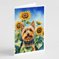 Silky Terrier in Sunflowers Greeting Cards Pack of 8 Blank Cards with Envelopes Whimsical A7 Size 5x7