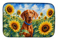 Vizsla in Sunflowers Dish Drying Mat Absorbent Dish Drying Mat Pad for Kitchen Counter Dish Drainer Mat for Countertop, 14 x 21", Multicolor