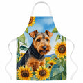 Welsh Terrier in Sunflowers Apron Cooking Kitchen Server Baking Crafts Gardening for Adult Women Men, Unisex, Large, Multicolor