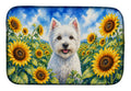 Westie in Sunflowers Dish Drying Mat Absorbent Dish Drying Mat Pad for Kitchen Counter Dish Drainer Mat for Countertop, 14 x 21", Multicolor