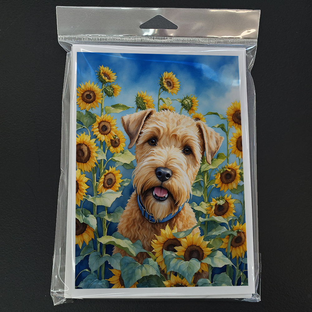 Wheaten Terrier in Sunflowers Greeting Cards Pack of 8 Blank Cards with Envelopes Whimsical A7 Size 5x7