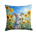 Whippet in Sunflowers Decorative Throw Pillow 18x18 Indoor Outdoor Accent Cushion, Fabric Cover with Insert for Sofa, Bed, Porch & Living Room
