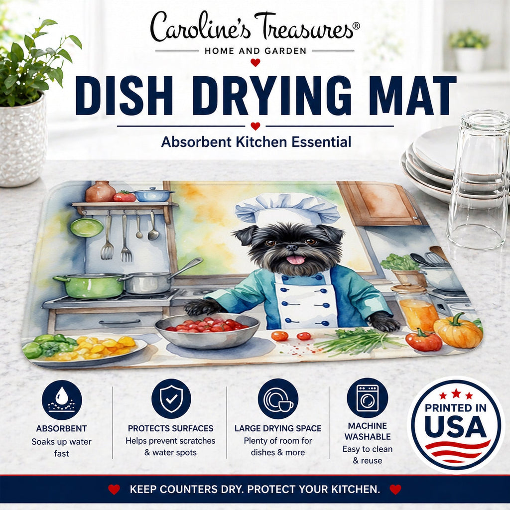 Affenpinscher The Chef Dish Drying Mat Absorbent Dish Drying Mat Pad for Kitchen Counter Dish Drainer Mat for Countertop, 14 x 21", Multicolor