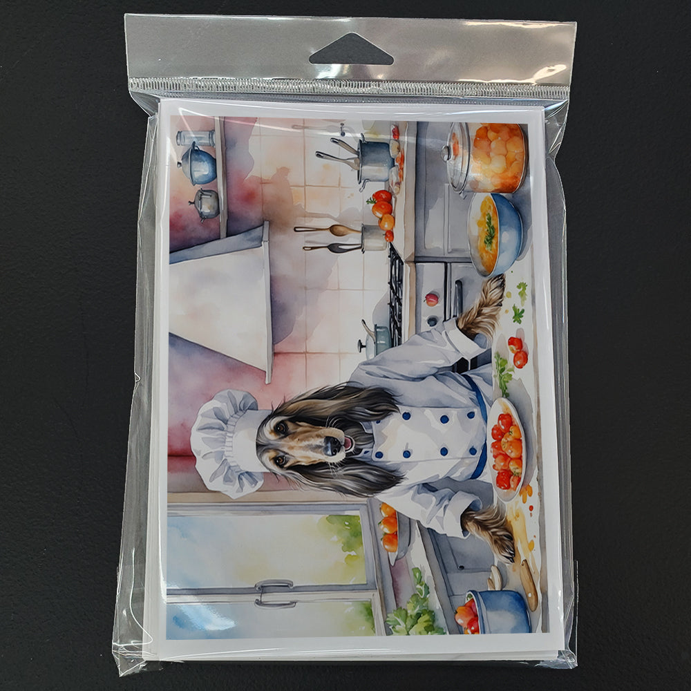 Afghan Hound The Chef Greeting Cards Pack of 8 Blank Cards with Envelopes Whimsical A7 Size 5x7