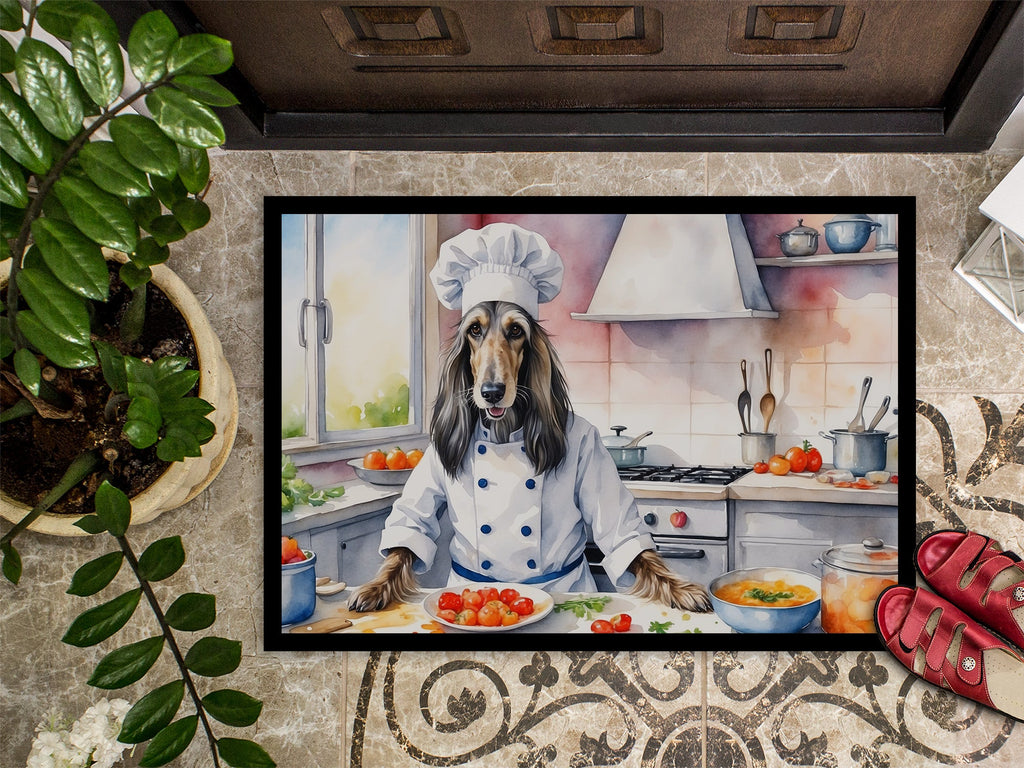 Afghan Hound The Chef Doormat Indoor Outdoor 18H X 27W Front Door Mat Rugs for Entryway, Non Slip Washable