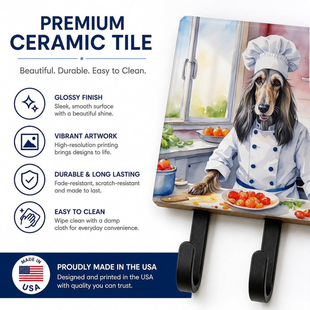 Afghan Hound The Chef Leash or Key Holder Wall Hooks, Coat Rack Wall Mount, for Hanging Keys, Towels, Aprons, Leashes