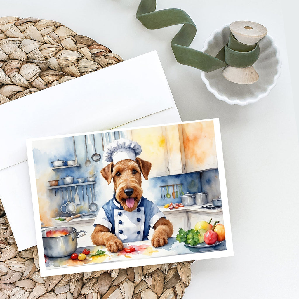 Airedale Terrier The Chef Greeting Cards Pack of 8 Blank Cards with Envelopes Whimsical A7 Size 5x7
