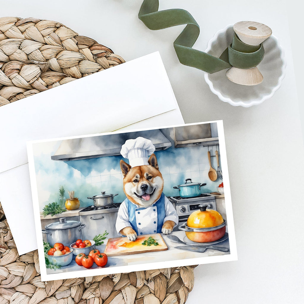 Akita The Chef Greeting Cards Pack of 8 Blank Cards with Envelopes Whimsical A7 Size 5x7