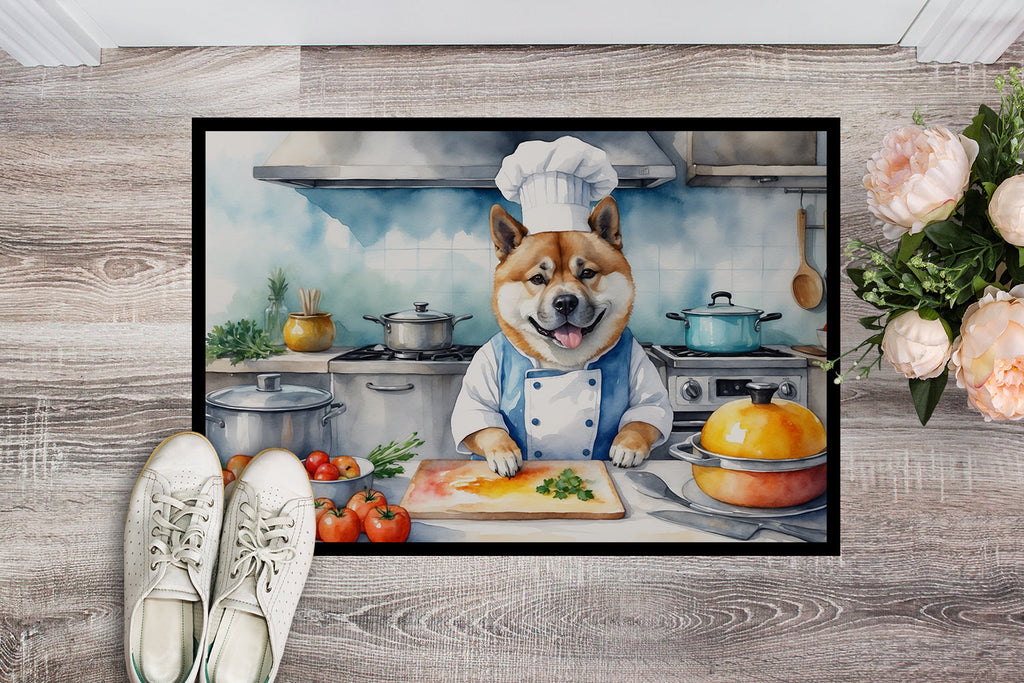 Akita The Chef Doormat Indoor Outdoor 24H X 36W Front Door Mat Rugs for Entryway, Non Slip Washable Low Pile,