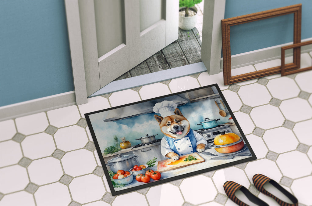Akita The Chef Doormat Indoor Outdoor 24H X 36W Front Door Mat Rugs for Entryway, Non Slip Washable Low Pile,