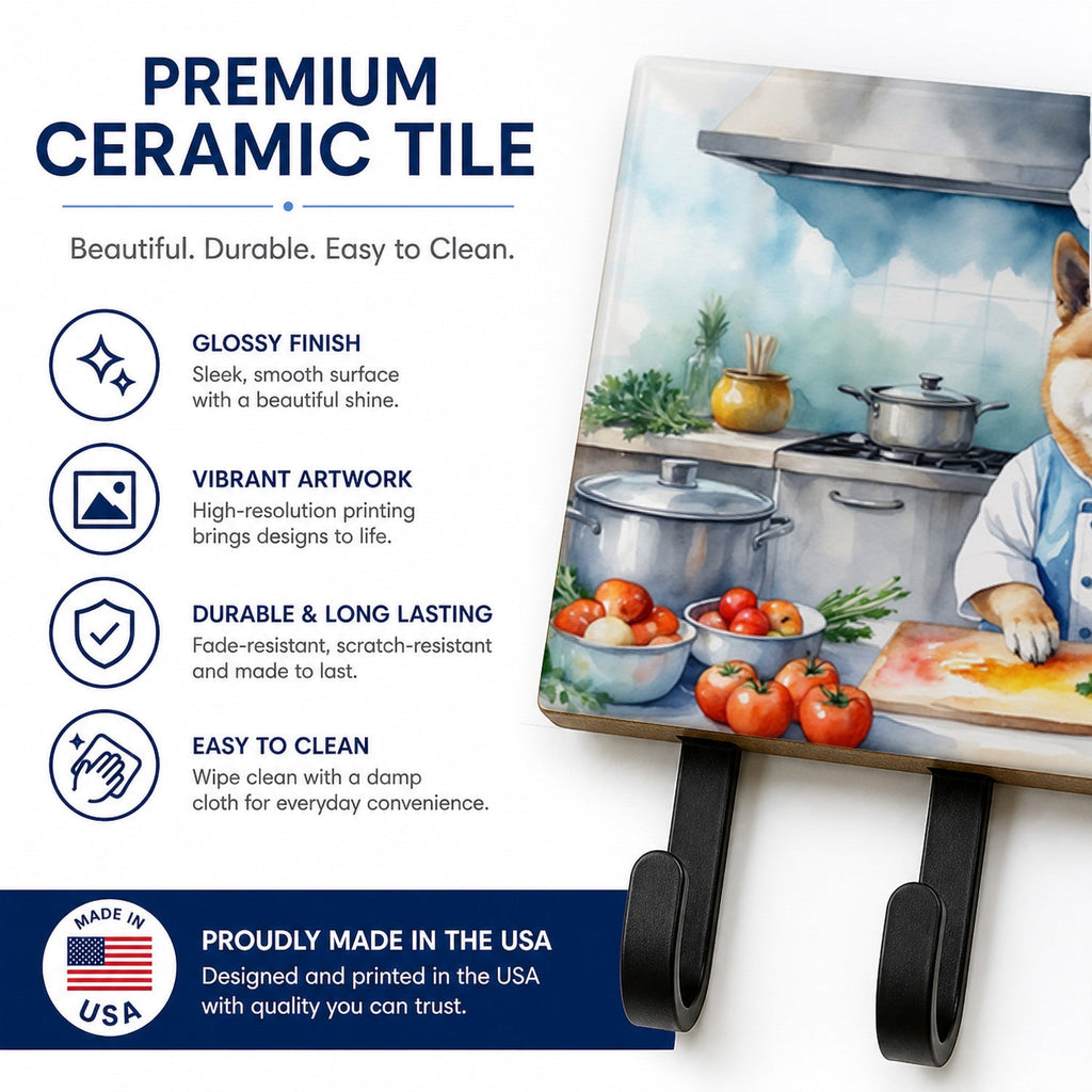 Akita The Chef Leash or Key Holder Wall Hooks, Coat Rack Wall Mount, for Hanging Keys, Towels, Aprons, Leashes