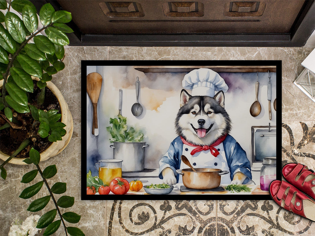 Alaskan Malamute The Chef Doormat Indoor Outdoor 18H X 27W Front Door Mat Rugs for Entryway, Non Slip Washable