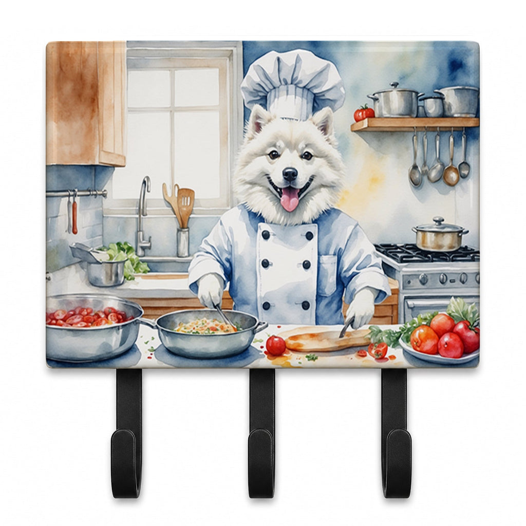 American Eskimo The Chef Leash or Key Holder Wall Hooks, Coat Rack Wall Mount, for Hanging Keys, Towels, Aprons, Leashes