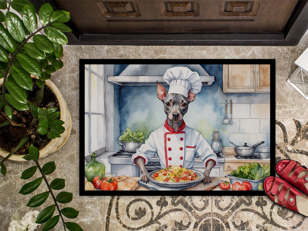 American Hairless Terrier The Chef Doormat Indoor Outdoor 24H X 36W Front Door Mat Rugs for Entryway, Non Slip Washable Low Pile,