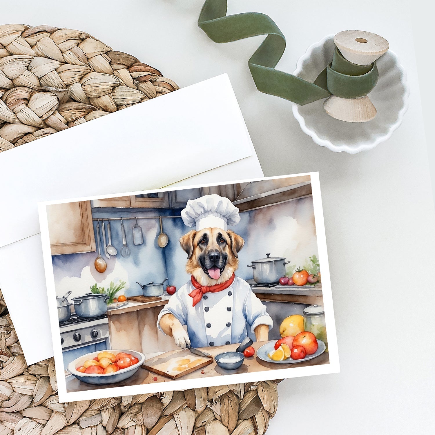 Anatolian Shepherd The Chef Greeting Cards Pack of 8 Blank Cards with Envelopes Whimsical A7 Size 5x7