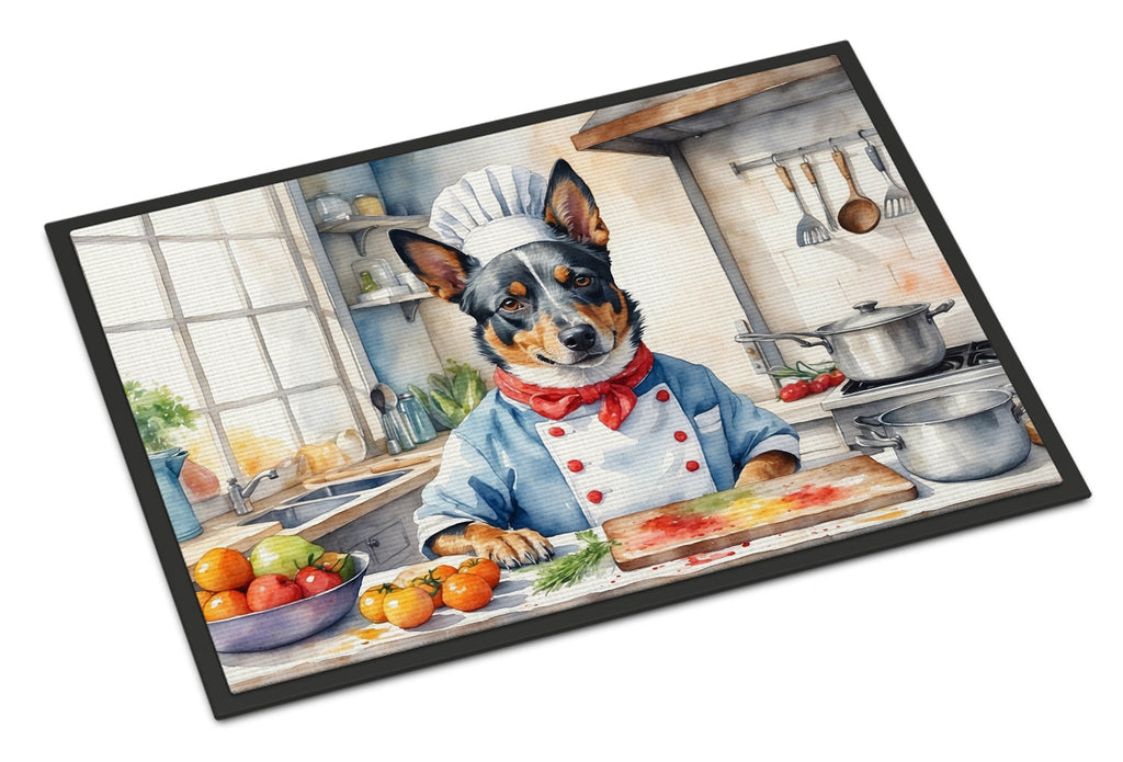 Australian Cattle Dog The Chef Doormat Indoor Outdoor 18H X 27W Front Door Mat Rugs for Entryway, Non Slip Washable