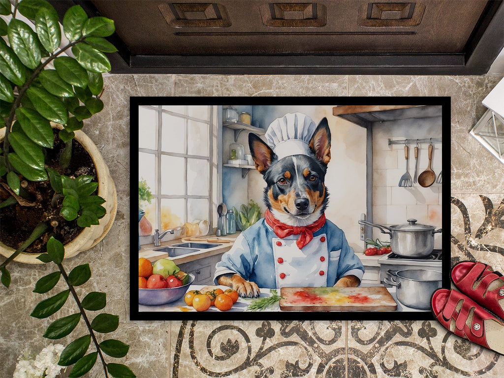 Australian Cattle Dog The Chef Doormat Indoor Outdoor 18H X 27W Front Door Mat Rugs for Entryway, Non Slip Washable