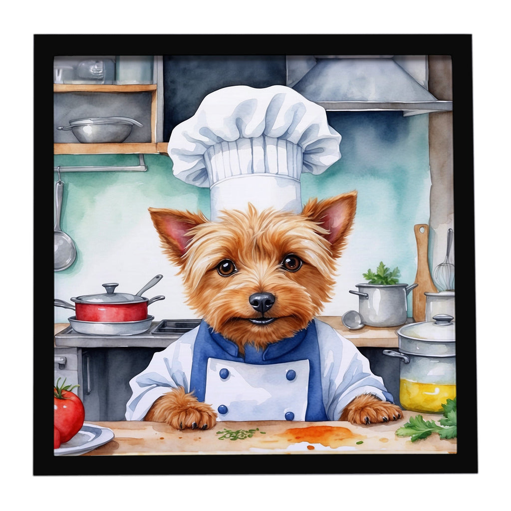 Australian Terrier The Chef Framed Metal Print Bathroom, Kitchen, Office, Home Decor Wall Art Ready to Hang, Square, 8X8