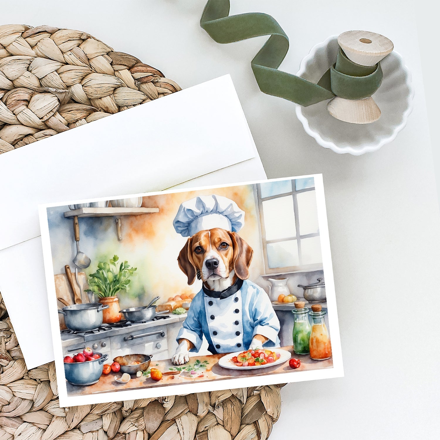 Beagle The Chef Greeting Cards Pack of 8 Blank Cards with Envelopes Whimsical A7 Size 5x7