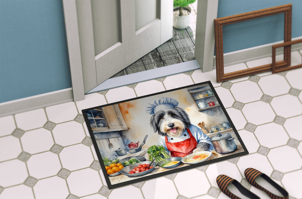 Bearded Collie The Chef Doormat Indoor Outdoor 18H X 27W Front Door Mat Rugs for Entryway, Non Slip Washable