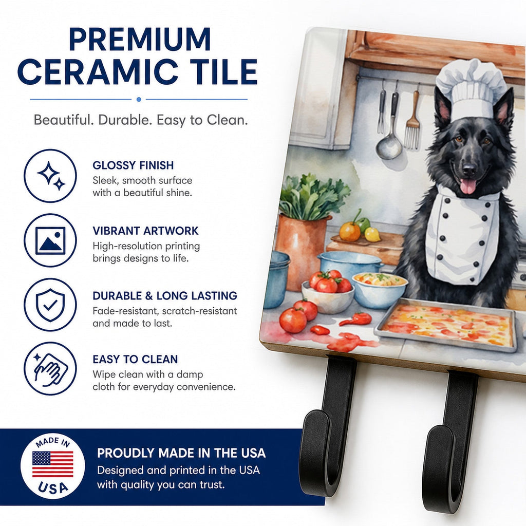 Belgian Sheepdog The Chef Leash or Key Holder Wall Hooks, Coat Rack Wall Mount, for Hanging Keys, Towels, Aprons, Leashes