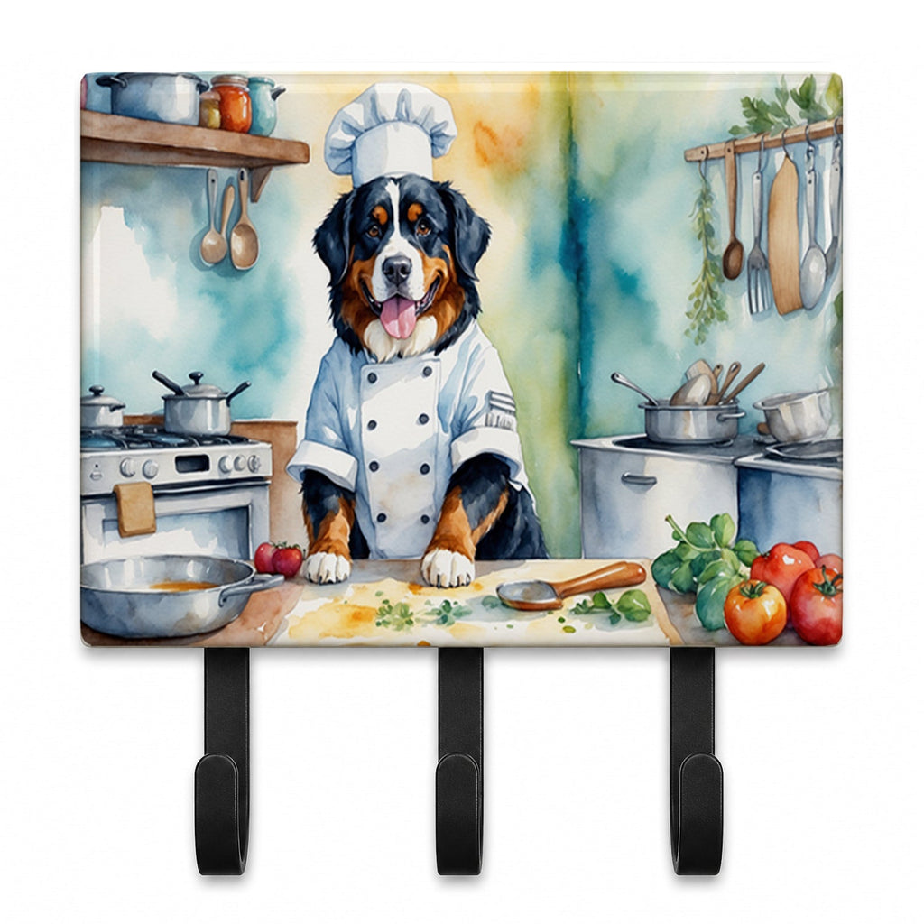 Bernese Mountain Dog The Chef Leash or Key Holder Wall Hooks, Coat Rack Wall Mount, for Hanging Keys, Towels, Aprons, Leashes