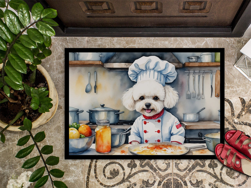 Bichon Frise The Chef Doormat Indoor Outdoor 24H X 36W Front Door Mat Rugs for Entryway, Non Slip Washable Low Pile,