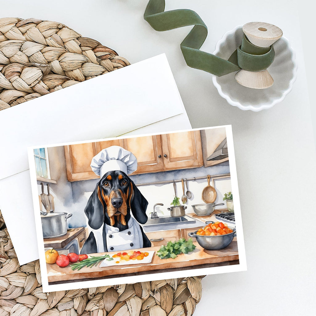 Black and Tan Coonhound The Chef Greeting Cards Pack of 8 Blank Cards with Envelopes Whimsical A7 Size 5x7
