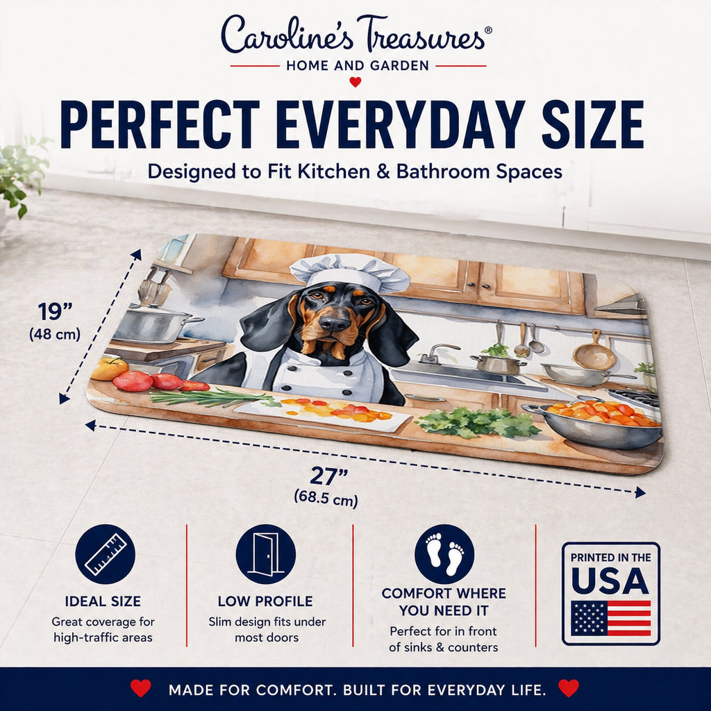 Black and Tan Coonhound The Chef Memory Foam Kitchen Mat Machine Washable Anti-Fatigue Cushion Comfort Bath or Kitchen Rug
