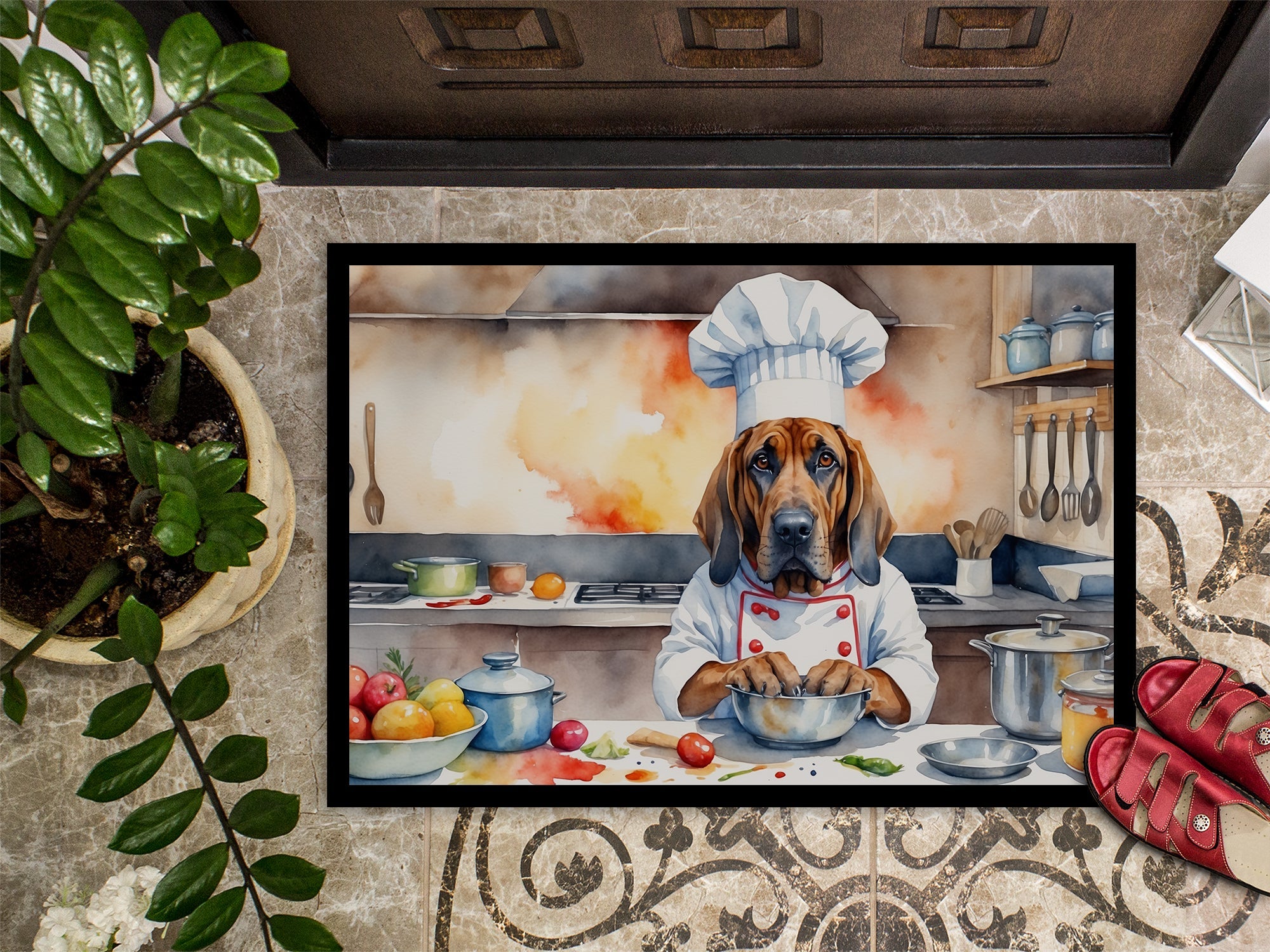 Bloodhound The Chef Doormat Indoor Outdoor 24H X 36W Front Door Mat Rugs for Entryway, Non Slip Washable Low Pile,