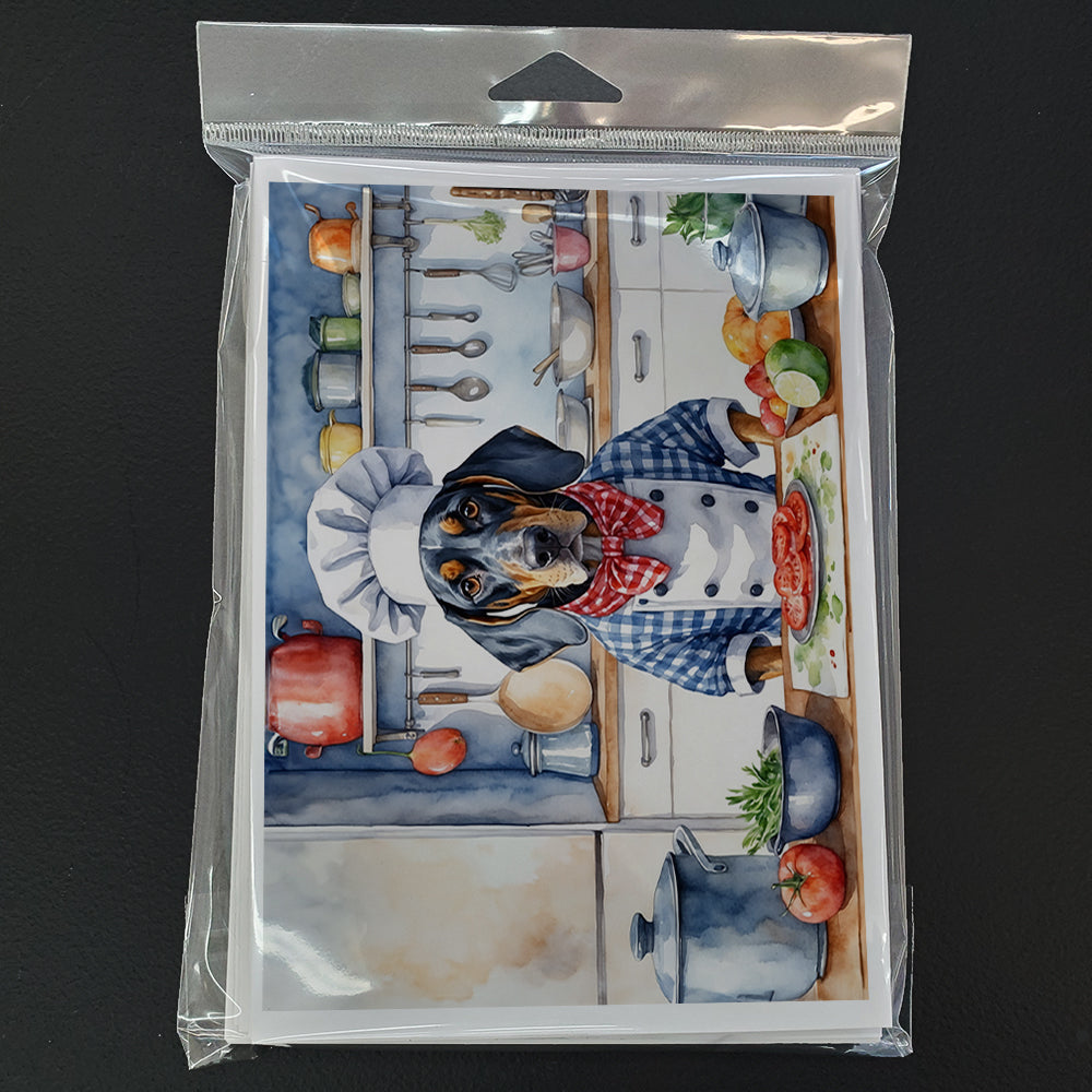 Bluetick Coonhound The Chef Greeting Cards Pack of 8 Blank Cards with Envelopes Whimsical A7 Size 5x7