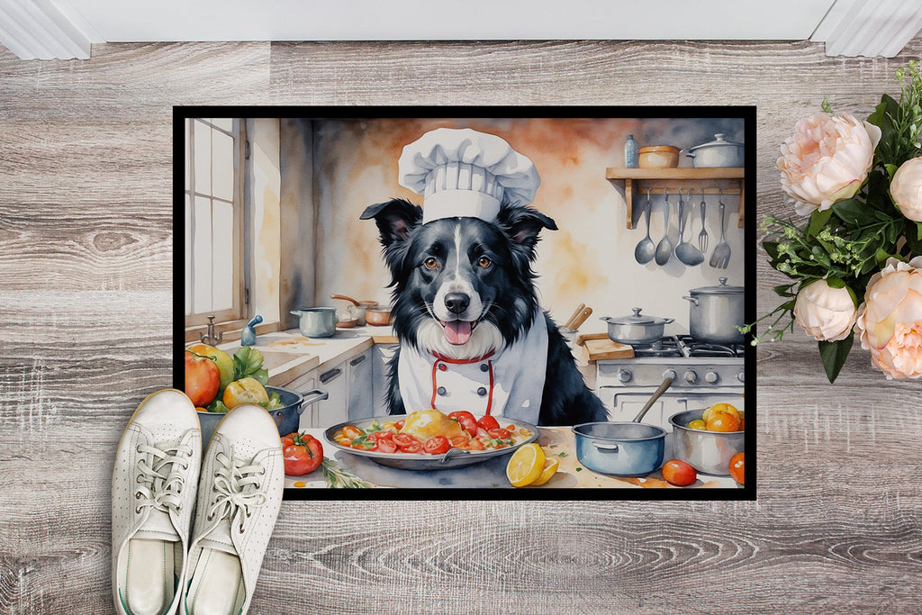 Border Collie The Chef Doormat Indoor Outdoor 24H X 36W Front Door Mat Rugs for Entryway, Non Slip Washable Low Pile,