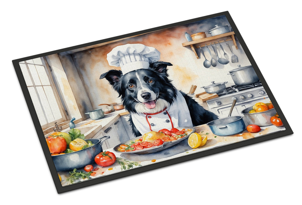 Border Collie The Chef Doormat Indoor Outdoor 18H X 27W Front Door Mat Rugs for Entryway, Non Slip Washable